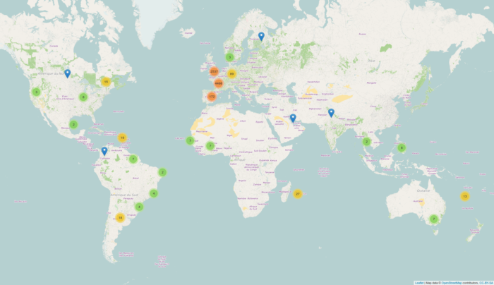 Carte des communes dans lesquelles au moins une personne est inscrite au MOOC Herbes Folles