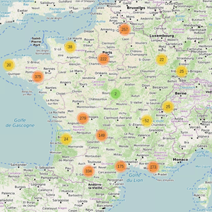 Carte des observations ODS en 2025